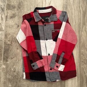 Hurley Red and Black Plaid Button Down Shirt